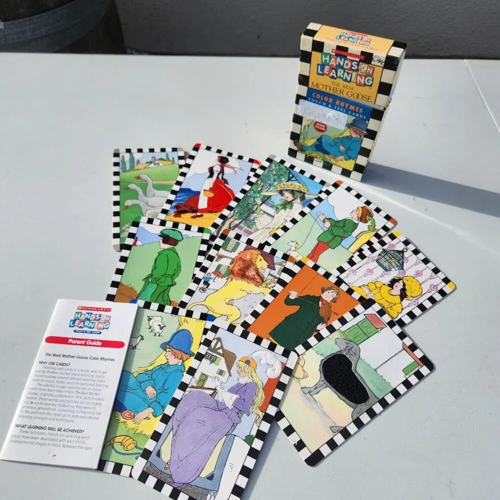 VINTAGE Mother Goose Color Rhymes Scholastic Hand-On Learning Flash Cards School